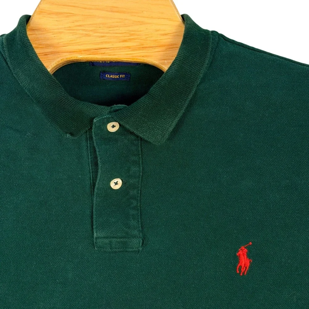 Polo Ralph Lauren Polo Shirt Mens XL Green Classic Fit Red Pony Golf Prep Work